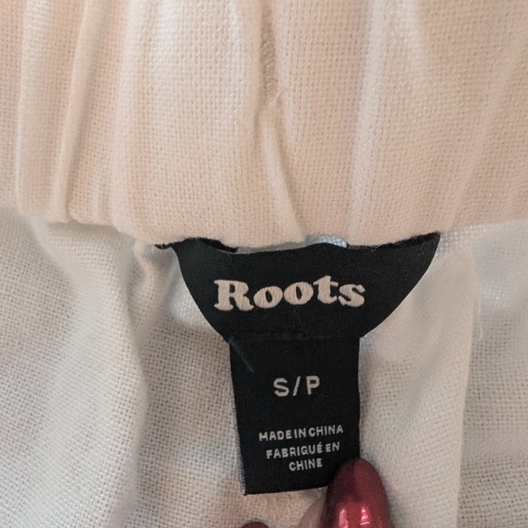 Roots Linen Blend Utility Cargo Pants Women's Small White - Picture 5 of 8